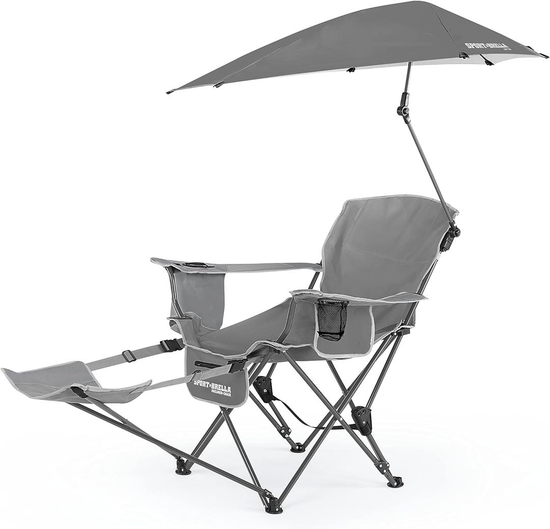 Sport-Brella Chair with UPF 50+ Adjustable Umbrella (Grey)