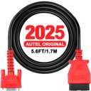 Autel Original OBD2 Main Test Cable, 5.6ft 1.7M, 16 Pin OBDII Diagnostic Test Cable, Work with Scanner MK808 MK808S MK808Z MX808 MX808S MP808 MP808S MP808K DS708 DS808 MS906 MS908, IM508 IM508S