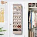 STORAGE MANIAC Over the Door Shoe Organizer Heavy-Duty Large Deep Pocket Hanging Shoe Organizer Shoe Rack Door Closet Shoe Organizer for Wall, Dorm & Narrow Door Storage Shoe Holder Oat Beige, 2 Pack