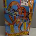 Hot Wheels Sky Crash Tower Track Set, 2.5+ ft / 83 cm High with Motorized Booster, Orange Track & 1 Hot Wheels Vehicle, Race Multiple Cars, Gift for Kids 5 to 10 Years Old & Up