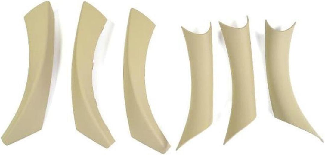6Pcs/Set Carbon Fiber ABS Inner Interior Door Panel Pull Handle Cover for BMW E90 325i 328i 335i 330i 2006 2007 2008 2009 2010 2011 (Beige)