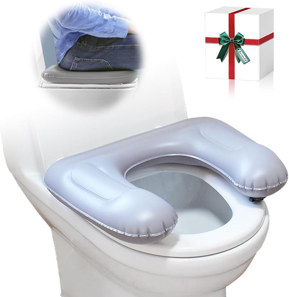 Nevife Raised Donut Pillow,Inflatable Toilet Seat Cushion,Height Adjustable Toilet Seat, PVC Commode Support Cushion for Adults,Seniors,Elderly, Disabled,Tailbone Pain Relief