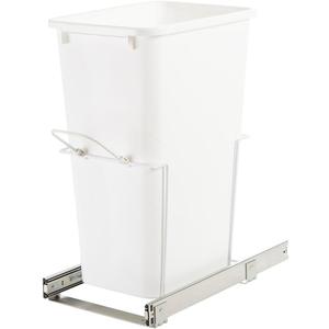 Knape & Vogt SBM12-1-50WH in-Cabinet Bottom Mount Pull Out Trash Can, 22.88" by 11" by 20",White