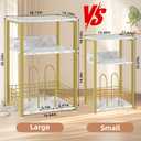 Large White Marble Record Player Stand with Golden Metal Frame, 3 Tier 18" Wide Big End Table with Vinyl Storage Up to 130 Albums, Industrial Turntable Printer Tables for Living Room, Office