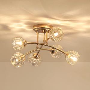 AGV LIGHTING CL042 Modern Spuntnik Crystal Ceiling Light Fixture, Semi Flush Mount Ceiling Light, G9 Base 6-Lights, D16 x H10, Clear Crystal & Shining Gold Finish Metal Frame