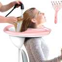 Portable Inflatable Hair Washing Basin for Bedridden - Wash Hair Inflatable Shampoo Bowl with Scalp Massager For Elderly,Disabled,Injured,Ideal Inflatable Sink (1 Shampoo Basin+ 1 Scalp Massager)