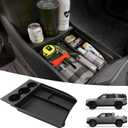 Lower Center Console Organizer Tray with Drink Cup Holder Compatible with 2024 2023 2022 Rivian R1T R1S Floor Console Storage Box Interior Accessories