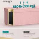 SONGMICS Storage Ottoman Bench, Folding Storage Chest, 15 x 43.3 x 15.7 Inches, Foot Rest Stool, 30 Gal. (112 L), Velvet Surface, for Bedroom, Entryway, Living Room, Jelly Pink ULSF0518R02