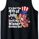 Mens Funny 4th of July Hot Dog Wiener Comes Out Adult Humor Gift Tank Top Size XL