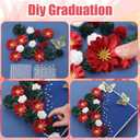 MotiMind 39 Pcs Graduation Cap Decorations Kit Including 25 Rose Heads Paper Flowers 12 3D Gold Butterfly Stickers 1 Self Adhesive Pearl 1 Rhinestones Stickers for DIY Graduation Cap(Red and Green)