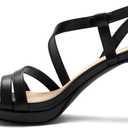 Carcuume Women's Strappy Platform Heeled Sandal,NATRACY-BLACK PU-6.5 (Black)