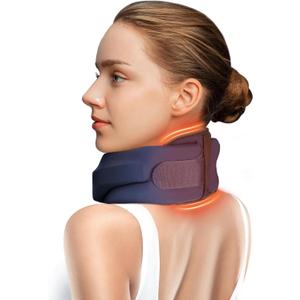 Heated Neck Brace Cervical Collar - Neck Support Brace with Heating Pad, Soft Foam Wraps Keep Vertebrae Stable and Aligned for Relief of Cervical Spine Pressure for Women & Men (S Size) Blue