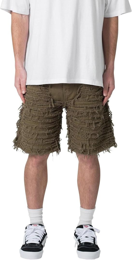 mnml Men's Mnml Men's Allover Frayed Denim Shorts, Size 29