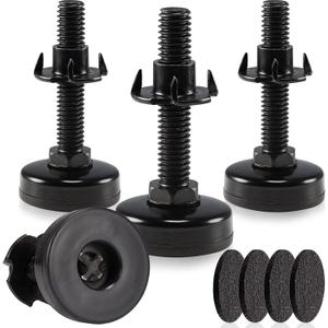 Furniture Leveling Feet Adjustable Heavy Duty Furniture Levelers for Cabinets Sofa Tables Chairs Raiser, Support 1320Lbs, T-Nut Kit 3/8- 16 Thread (4 Set, Black) (LONG)