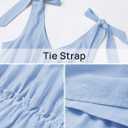 ZESICA Womens 2026 Summer Spaghetti Strap Midi Dresses Casual Tie Shoulder V Neck Flowy A Line Tiered Beach Long Dresses (Blue, S)