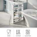 Lavish Home 3-Tier Slim Rolling Storage Cart - 25 x 5.7 Narrow Rolling Cart with Handle and Wheels for Bathroom, Laundry Room, and Kitchen Organization - Pull-Out Home Organizers (White), 25W x 5.7D