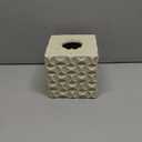 Natural Travertine Textures Tissue Box Cover Square for Home Decor, Relief Sculptured Geometric Cube Resin Heavy Tissue Box Holder for Bathroom Countertop, Tabletop, Night Stand, Office Desk (Beige)