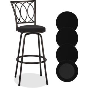 Deisy Dee 4PCS Round Bar Stool Seat Covers Stretch Round Chair Covers for 13-16 Inch Stool Chair (Black)