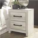 Signature Design by Ashley Cambeck Farmhouse Industrial 2 Drawer Two Drawer Nightstand with 2 Slim-Profile USB Charging Stations, 24.37" Tall, Whitewash, 21.69" W x 15.31" D x 24.37" H