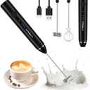 Philorn Milk Frother Wand Handheld Rechargeable Electric Whisk Coffee Drink Mixer, Mini Foamer for Lattes, Cappuccino, Frappe, Matcha, Hot Chocolate, Protein Powder, Keto Diet (Black)