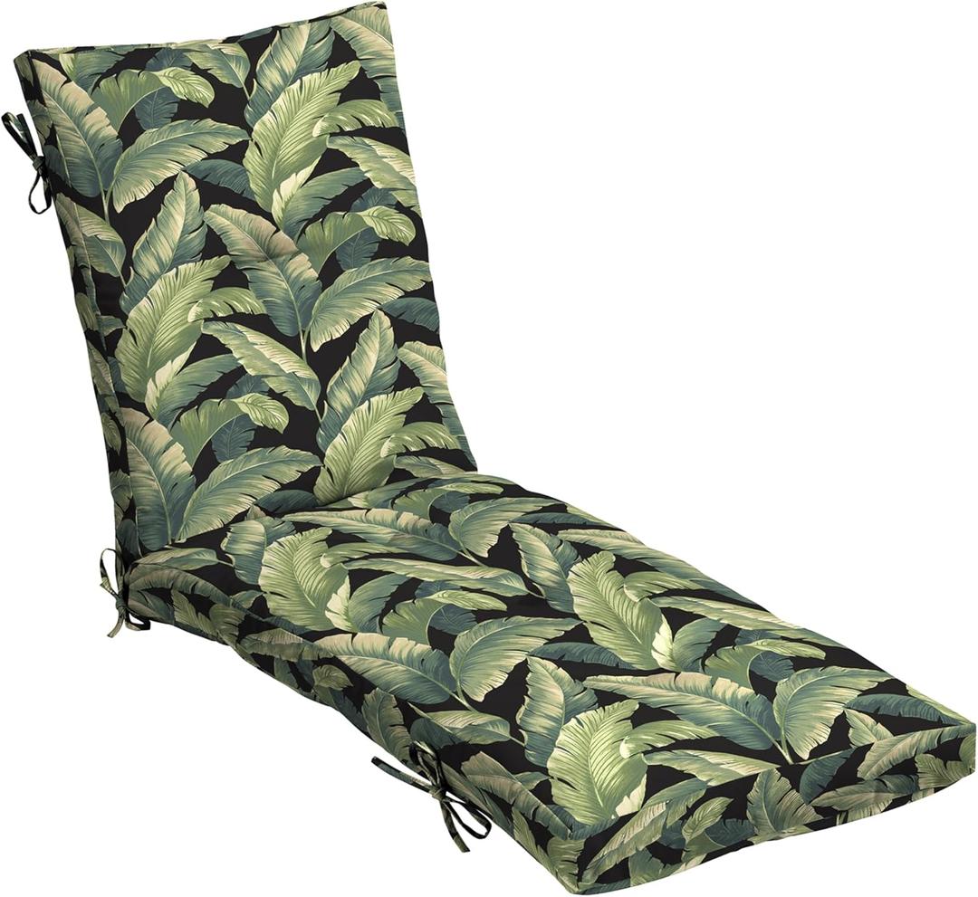 Arden Selections Outdoor Plush Modern Tufted Chaise Cushion, 76 x 22, Water Repellent, Fade Resistant, Tufted Cushion for Chaise Lounger 76 x 22, Onyx Cebu (Onyx Cebu)