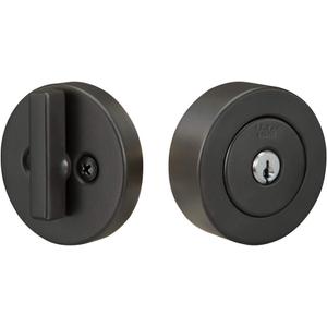 Yale Home Flat Round Single Cylinder, Black Suede Deadbolt