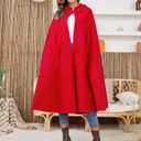 Gihuo Cape Poncho Women's Hooded Maxi Cloak Coat Winter Warm Long Cloak Cosplay Costumes Outerwear (Red)