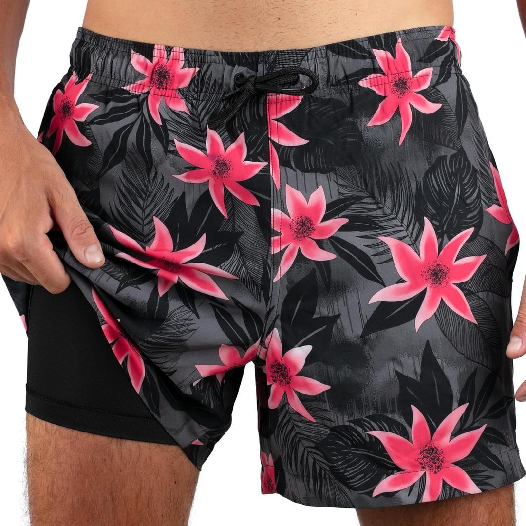 Kanu Surf Men's 5 Adventure Mens Swim Trunks UPF 50+ Quick-Dry Bathing Suit Shorts with Pockets & Compression Liner