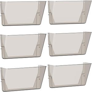 Clear Acrylic Single Pocket, Plastic Hanging Wall Mount File Holder for Office Home (Gray, 6 Pack)