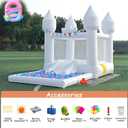 12.5FTx7.1FT White Inflatable Bounce House Inflatable Castle with Slide and Ball Pool Indoor and Outdoor Toys for Active Kids Used for Inflatable Products for Birthday Parties and Holiday Decorations
