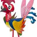 7.9" Garden Rooster Statues Sculpture, Metal Rooster Statues, Outdoor Animal Statue, Chicken Ornaments Yard Art for Backyard Patio Lawn Decorations (Blue)