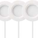 GETINLIGHT 2.75" Under Cabinet LED Puck Lights Kit, Plug-in 12V Set with in-Line Dimmer, 3000K Warm White, Recessed or Surface Mount, ETL Listed, 3-Pack, IN-0102-3-WH