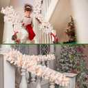 Hotop 9 ft Faux Spruce Artificial Christmas Garland LED Warm Pine Prelit Battery Operated Lighted Garland for Seasonal Indoor Home Fireplace Mantle Tree Stair Decor(4 Pcs,White) (12 x 12 x 108 inch - White)