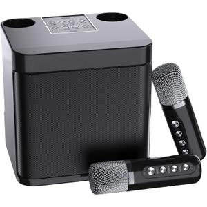 Mini Karaoke Machine for Adults and Kids,Portable Bluetooth Karaoke Speaker for TV, with 2 Wireless Microphones PA Speaker System for Indoor Outdoor Party, Family Party Singing (Elegant Black)