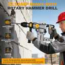 1-1/4 Inch SDS-Plus Rotary Hammer Drill, 12.5Amp Electric Heavy Duty Hammer Drill Corded with 4 Functions, Demolition Hammer for Concrete with Drill Bits and Chisels, Safety Clutch & Vibration Control