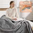 Electric Heated Blanket Twin - 62"x84" Fast Heating Blankets Throw with 5 Heating Levels & 10 Hours Auto Off FCC/ETL Certified Overheat Protection Electric Blanket Twin, Great Gift to Grandma, Gray