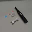 Tooth Polisher, Rechargeable Tooth Whitening Kit for Teeth Cleaning and Whitening, with 3 Tooth Polish Paste and 5 Brush Heads, LED Light, Easy to Use at-Home Personal Dental Care Kit (Black)