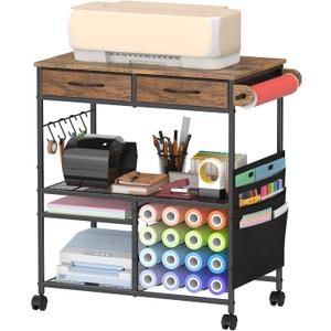 Mobile Craft Cart with Vinyl Roll Holder, Crafting Table Accessories Holder, 24.8 x 14.3 x 29 inches