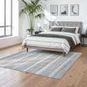 Tribesigns Ultra Thin 5x7 Washable Area Rugs for Living Room, Modern Non-Slip Rugs for Bedroom Dining Room, Grey Striped Farmhouse Large Indoor Carpet for Playroom Entryway