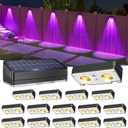 VOLISUN Solar Fence Lights 16 Pack, Warm White, Cool White and RGB Color Glow LED Lamp, IP65 Waterproof Fence Solar Lights Outdoor for Patio, Backyard, Railing, Deck and WallBlack