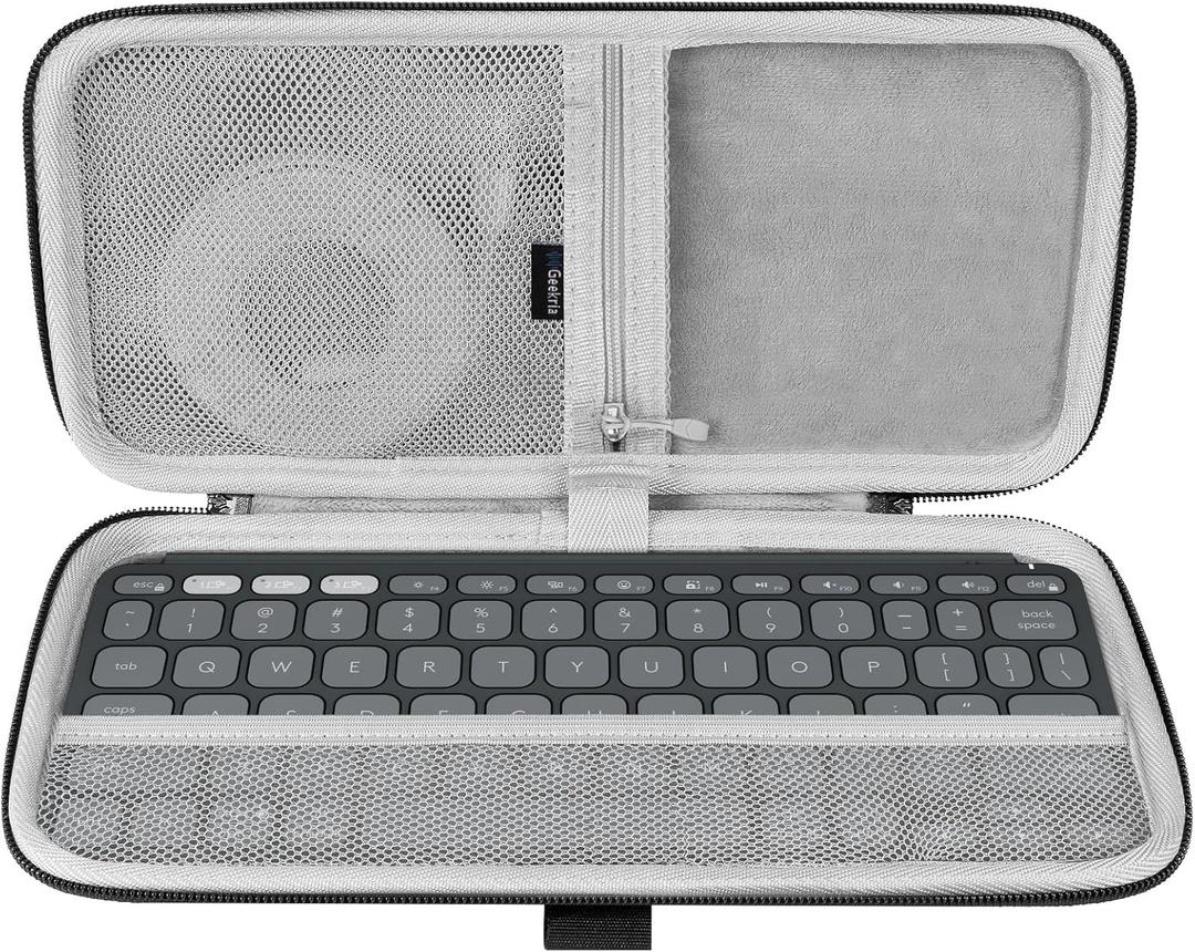 Geekria Keyboard Carrying Case, Compatible with Logitech Keys-to-GO 2 Hard Shell Protective Travel Bag (Dark Grey)