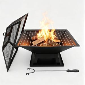 Square Fire Pit, 19×19×15 Inch Stainless Steel Smokeless firepit Outdoor | Wood/Charcoal/Pellet Fuel, Medium Sized Outdoor Wood Burning fire pits, for 2-4 People