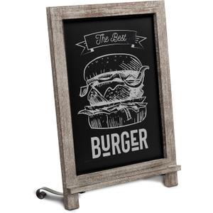 HBCY Creations Rustic Weathered Wooden Tabletop Chalkboard with Legs/Vintage Wedding Table Sign/Small Kitchen Countertop Memo Board/Antique Wooden Frame (12" x 17", 3- Weathered)