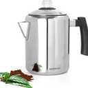 Mixpresso Stainless Steel Coffee Percolator Stovetop, 37oz Classic Percolator Coffee Pot, Great For Camping Pot, 5-8 Cup Stove Top Espresso Maker, Cool-Touch Handle