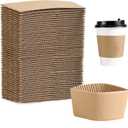 EchoDone 8 Oz Disposable Coffee Cup Sleeves for Hot Drinks Paper Corrugated Cup Jackets 200 Count (Without Cups)