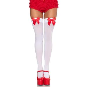 Leg Avenue womens Satin Bow Accent Thigh Highs (One Size, White/Red)