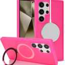 Cavor for Samsung Galaxy S24 Ultra Case,Compatible with Magsafe,Galaxy S24 Ultra Phone Case with Stand Magnetic,Full-Body Shockproof Slim Protective Cases for Women Men-Rose Red