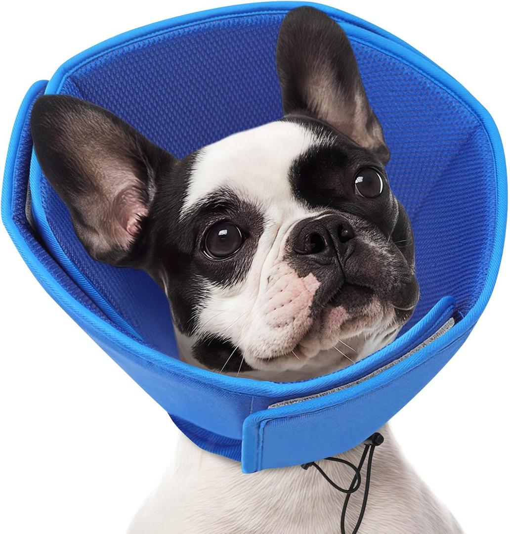 AOFITEE Soft Dog Cone Collar, Adjustable Cone for Dogs to Stop Licking, Dog Cones for Small Medium Large Dogs, Breathable Elizabethan Collar Wound Healing After Surgery(Blue,S)