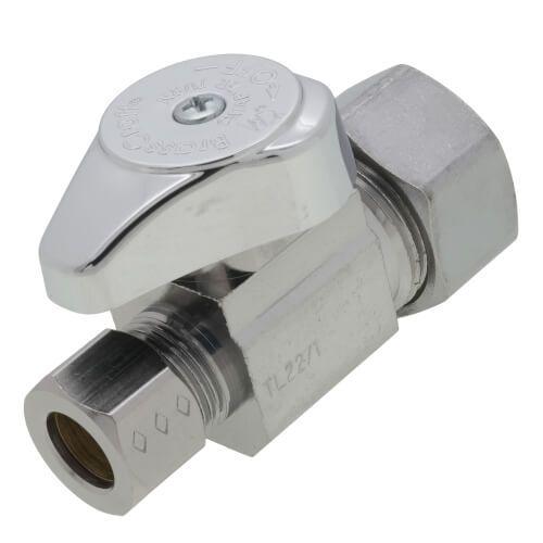 Brass Craft, 1/4 Turn Straight Stop 1/2 Fip Inlet X3/8" Od Tube Outlet Chrome, Pack Of 5