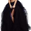 Lisong Women Maxi Tulle Floor Length Layered High Waist Spectial Occasion Skirt (XS, Black)